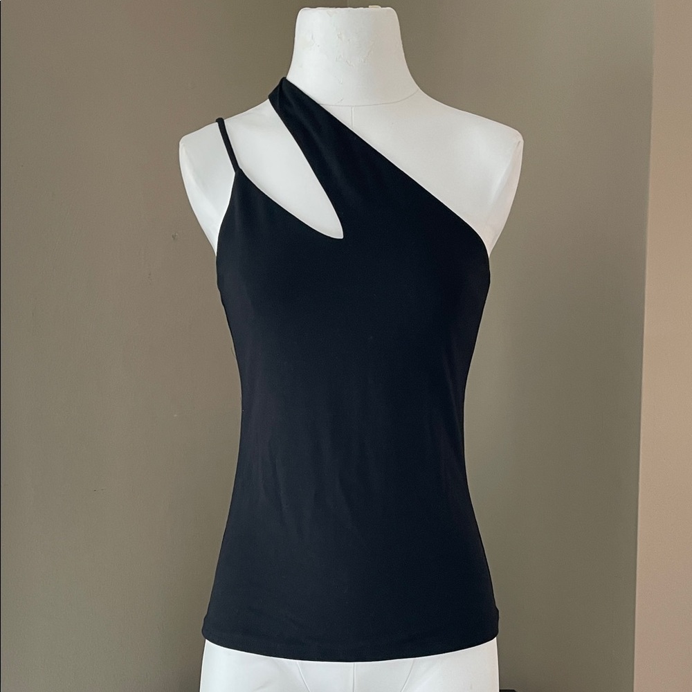 🖤Asymmetric One-Shoulder Black Top express